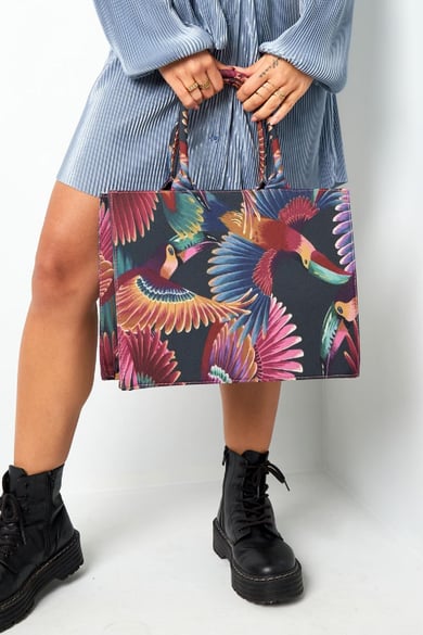 Shopper-Vogel-Druckmedium Schwarz Multi Polyester h5 Bild2